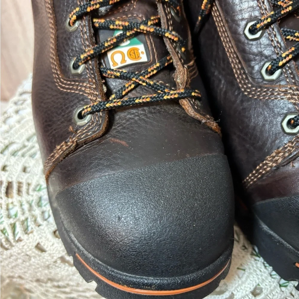 Timberland PRO Black Brown and Orange Work Boots Size 9W
